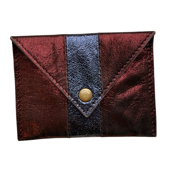 Anthropologie Accessories - Anthropologie Metallic Leather Envelope Card Holder